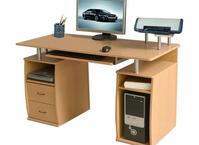 BTM Computer Desk Home Office Study Furniture Workstation Table Desktop PC laptop (Beech Effect)--Full 2 YEAR WARRANTY against defects