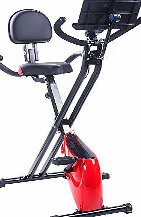 BTM Folding Magnetic Exercise Bike X-Bike F-Bike Fitness Cardio Workout Weight Loss Machine with IPAD hold (Red Advanced)