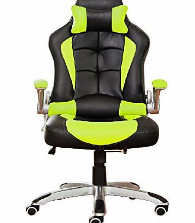 HIGH BACK EXECUTIVE OFFICE CHAIR LEATHER SWIVEL RECLINE ROCKER COMPUTER DESK FURNITURE GAMING RACING CHAIR (BLACK)