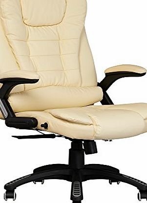BTM LUXURY RECLINING EXECUTIVE HIGH BACK OFFICE CHAIR FAUX LEATHER SWIVEL DESK CHAIR BLACK BROWN PINK CREAM (CREAM)