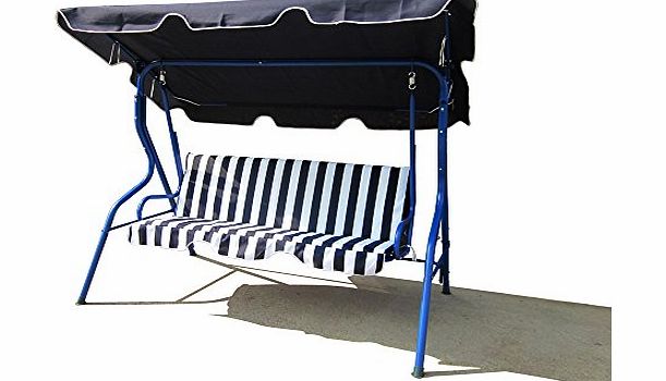 BTM New Garden Swing Seat 3 Seater Hammock Outdoor Swinging Bench Chair Extra large (Blue)
