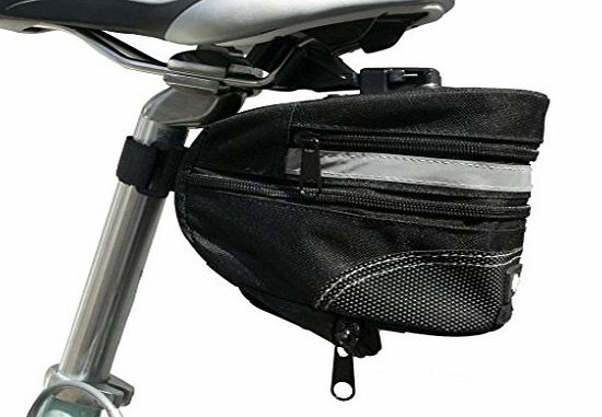 BTR Large Pannier Bicycle Bag / Saddle Bike Bag - Expandable Bike Bag with High-Visibility Strip and Quick-Release Buckle - Water Resistant - Black
