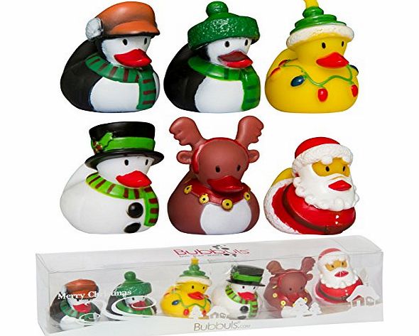 6 x Christmas Theme Rubber Ducks Secret Santa Xmas Stocking Filler (3 x Ducks, 1 x Santa, 1 x Snowman, 1 x Reindeer)