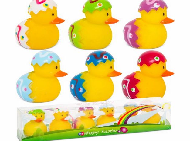 BUBBULS Happy Easter 6 Pack Rubber Bath Ducks Toy Eggs