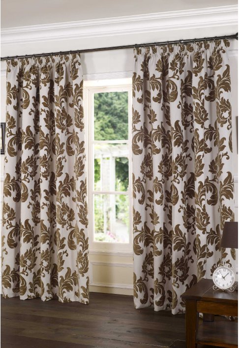Buckingham Coffee Lined UK Made Curtains