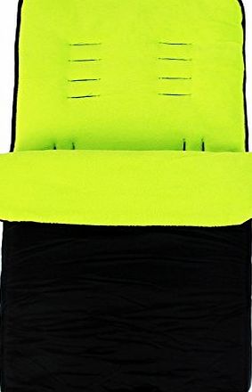 BuddyJet Universal Baby Stroller cosytoes Liner Buggy Padded Luxury Footmuff (Black/Lime)