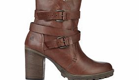 Brown leather multi-buckle ankle boots