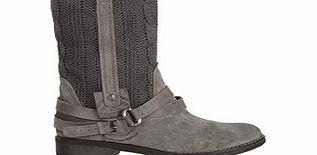 Bullboxer Grey suede knitted ankle boots
