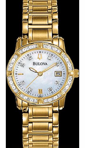 Bulova Diamond Gold Plated Ladies Watch 98R165