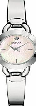 Bulova Dress Womens Quartz Watch with Silver Dial Analogue Display and Silver Stainless Steel Bangle 96P154