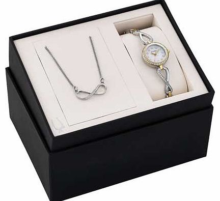 Bulova Ladies Crystal Watch and Necklet Set