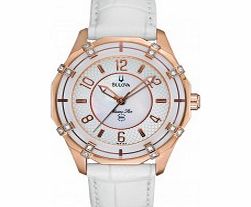 Bulova Ladies Marine Star White Rose Gold Watch