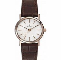 Bulova Ladies White Brown Dress Watch