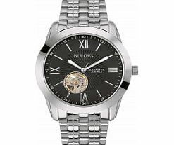 Bulova Mens Automatic Black Steel Watch Watch