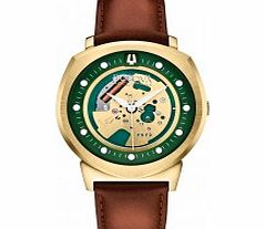 Bulova Mens BA11 Brown Leather Strap Watch