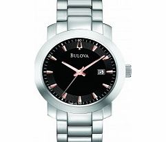 Bulova Mens Black Silver Dress Watch