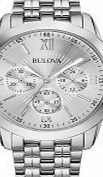 Bulova Mens Dress Chronograph White Silver Watch