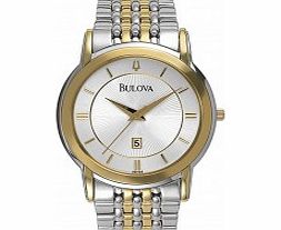 Bulova Mens Steel Gold Dress Watch