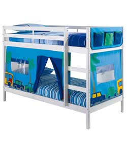 Bunk Bed Frame with Tent - White/Blue