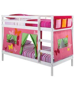 Bed with Tent & Sprung Mattress - White/Pink