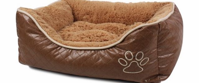 BUNNY BUSINESS Luxury Super Soft Dog Beds Leather and Fleece, Extra Large, 42-inch