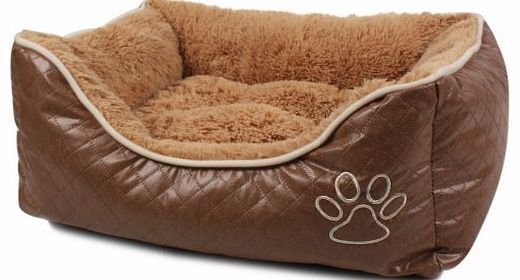 BUNNY BUSINESS Luxury Super Soft Dog Beds Leather and Fleece, Large, 36-inch