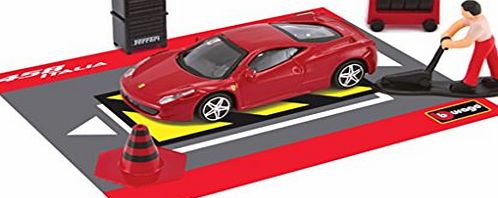 burago Race and Play red Ferrari 458 Italia scene set 1.43 scale diecast model