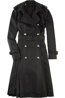 Pleated wool trench coat