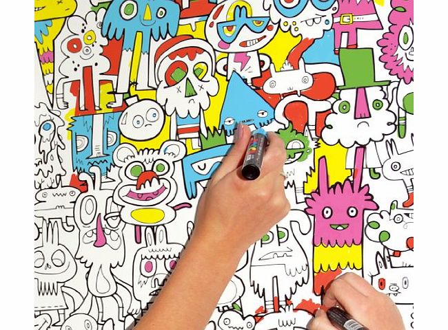 Burger 1-Piece Standard Colour-In Wallpaper, Black/ White