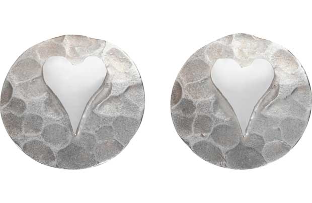 Burkmar Planished Hearts Sterling Silver Stud