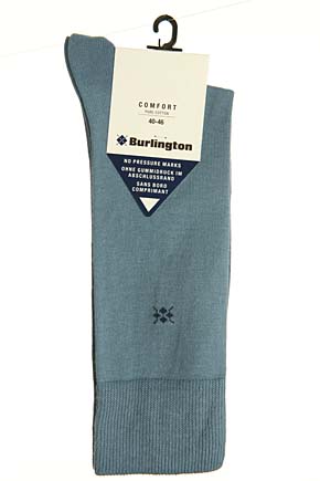 Burlington Mens 1 Pair Burlington Gentle Grip Pure Cotton Sock Denim