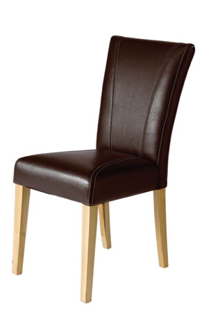 Brown Faux Leather Dining Chairs - Pair