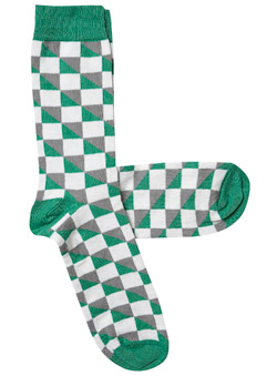 1 Pack Green and White Check Socks