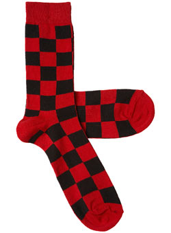 1 Pack Red And Black Check Socks