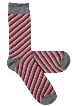 1 Pair of Grey and Red Stripe Socks