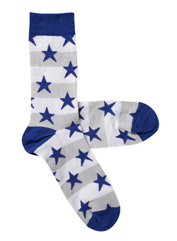 1Pack Blue Stars and Stripes Socks