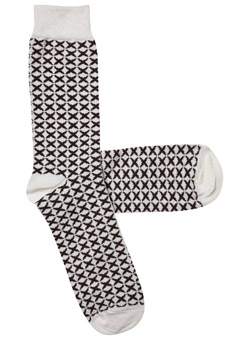 Burton 1Pack Brown and Ecru Geo Socks