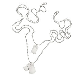 2 Row Silver Mini Dog Tags Necklace