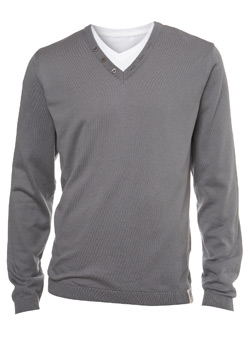 Burton 2in1 Grey V-Neck Jumper