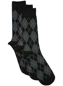 Burton 3 Pack Argyle Check Socks