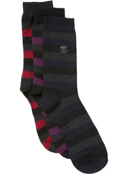 Burton 3 Pack Berry Stripe Socks