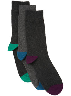 3PK Contrast Heel Socks