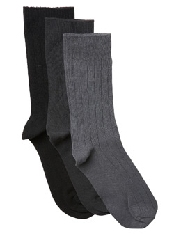 Burton 3Pk Grey Design Socks
