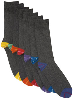 Burton 7 Pack Grey Ribbed Socks