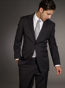 Balmain Grey Stripe Suit Jacket