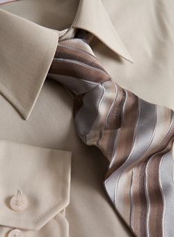 Beige Shirt With Striped Tie
