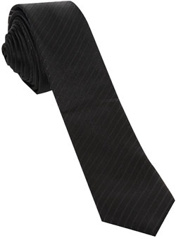 Black And Silver Stripe Silk Skinny Tie