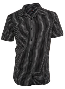 Burton Black and White Pinstripe Short Sleeve Casual Shirt