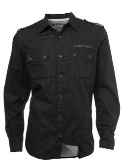 Black Double Layer Fitted Shirt