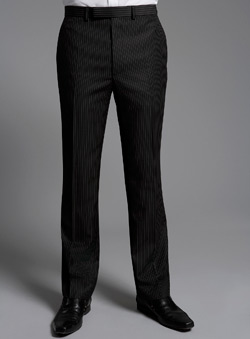 Black Double Pinstripe Suit Trousers